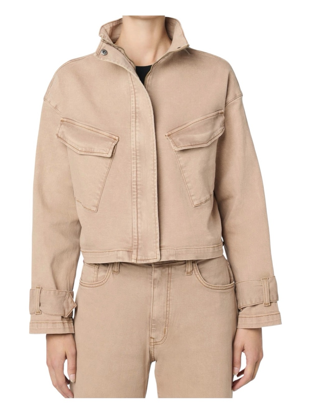 NWT Hudson Jeans Belted Cuff Vintage Khaki Snap-up Jacket Sz L